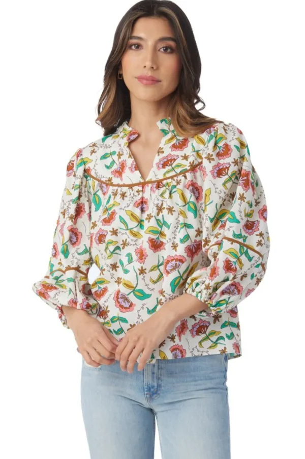 Crosby By Mollie Burch Blouses- Rosie Top Woodcut Floral