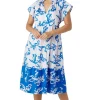 Crosby By Mollie Burch Midi- Watts Dress Park Foral Mix
