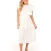 Emily McCarthy Midi- Chloe Dress White Linen