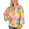 Emily McCarthy Blouses- Lolli Top Geo