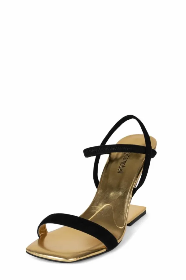 Jeffrey Campbell Wedge- Geometric Black Suede Gold