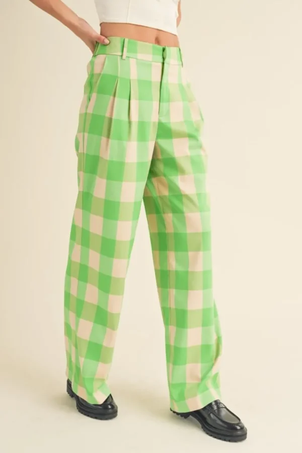 &Merci Pants-&Merci Green Apple Plaid Trouser
