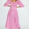 Olivia James the Label Midi- Bridget Dress Country Plaid Pink