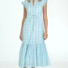 Olivia James the Label Midi- Delia Dress Country Plaid Blue