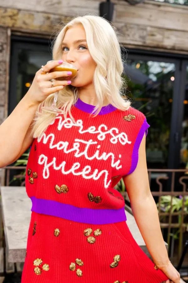 Queen of Sparkles Sweaters- Espresso Martini Queen Sweater Vest