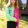 Queen of Sparkles Sweaters- Green And Purple Colorblock Boot Cardigan