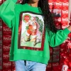 Queen of Sparkles Sweatshirts- Green Santa Drinking Coke Sweatshirt