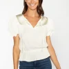 S'edge Apparel Blouses-S'Edge Apparel Mila Top In Frosting