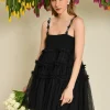 Sister Jane Mini- Sofie Spot Tulle Mini Dress - Black