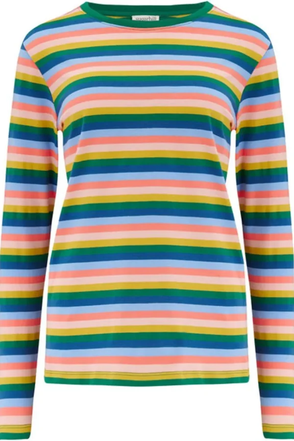 Sugarhill Brighton T-Shirts- Brunswick Jersey Top - Multi, Retro Stripes