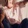 Sugarhill Brighton T-Shirts- Kinsley Relaxed T-Shirt - Off-White/Pink, Fruit Embroidery