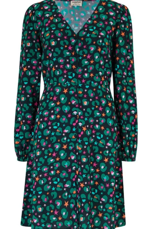 Sugarhill Brighton Mini- Natalia Tea Dress - Black/Multi, Star Leopard