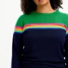 Sugarhill Brighton Sweaters- Rita Jumper - Navy/Green, Rainbow Split