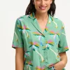 Sugarhill Brighton Blouses- Santana Shirt - Green, Rainbow Palms