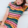 Sugarhill Brighton Mini- Sia T-Shirt Dress - Multi, Beach Hut Stripes