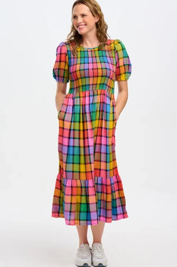 Sugarhill Brighton Midi- Yolanda Midi Dress Rainbow Check